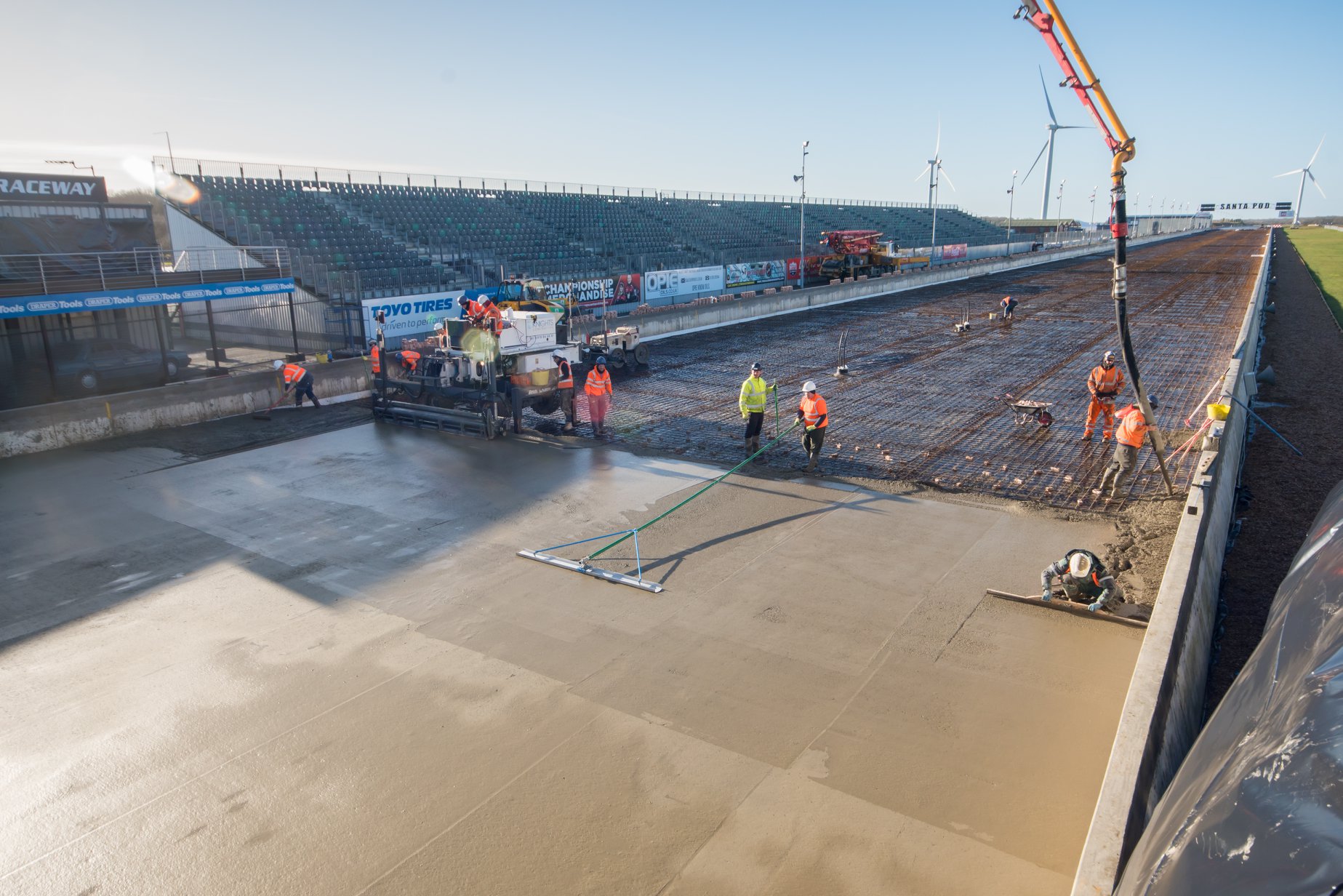 drag racing track concrete pour